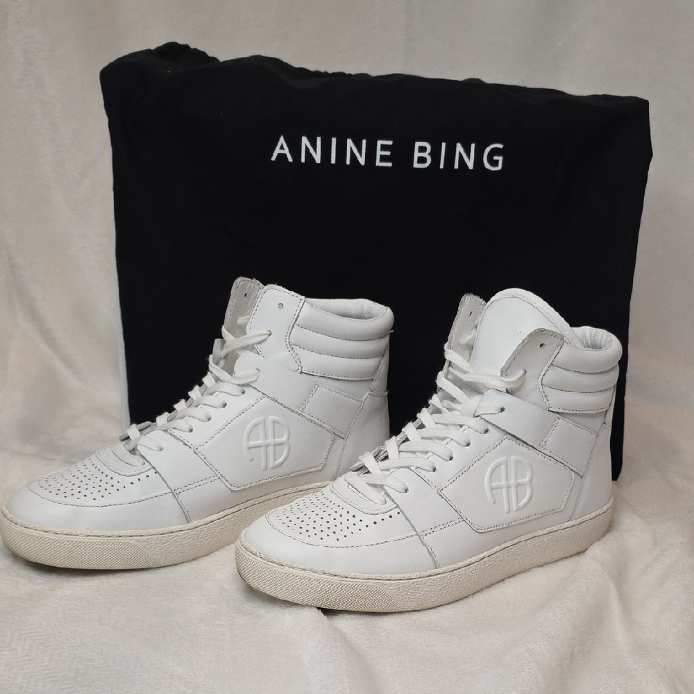 Anine Bing Hayden Classic White High-Tops, Worn Once, Original Packaging And Dus